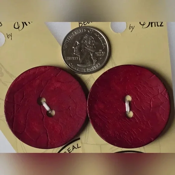2 Large Real Coconut Shell Buttons Belle Buttons by Dritz - Picture 3 of 4